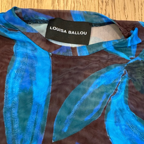 Louisa Ballou mesh brown and blue top size small - Picture 2 of 5